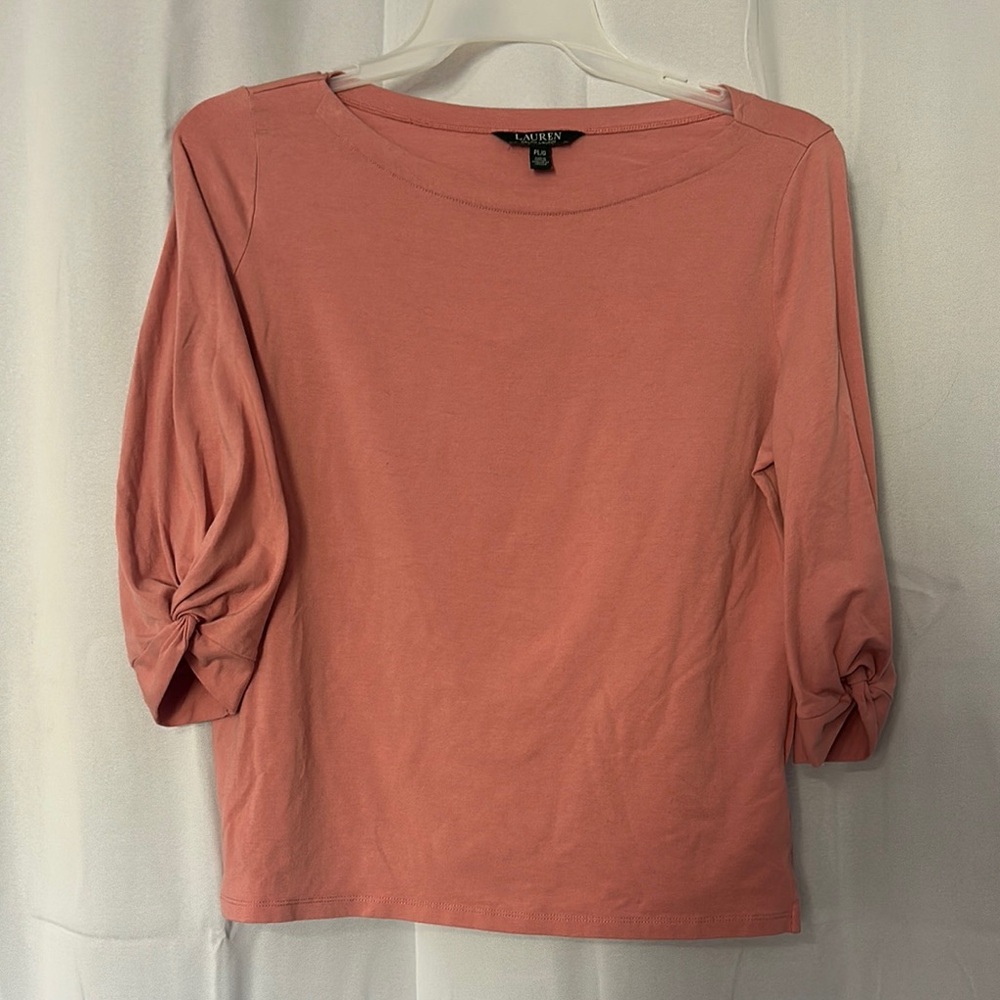 Pink Ruched Sleeve Blouse with Relaxed Fit